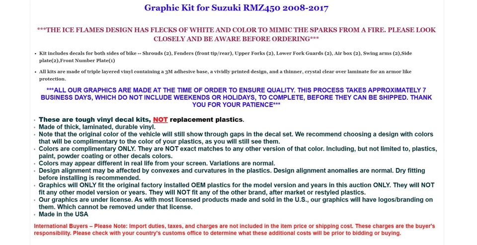 Graphic Stickers +#PLT/RIM Decals For Suzuki RMZ450 2008-2017 ICEFLAMES G - Imagem 3 de 3