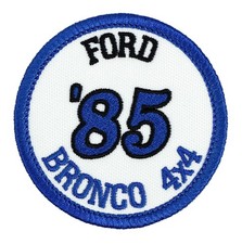1985 Ford Bronco 4x4 Embroidered Patch Ivory/Royal Blue Iron-On Sew-On Shirt Hat