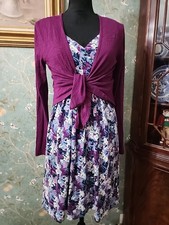 Ann Taylor LOFT Dress /Cover Sweater Size Small BLUE PINK PURPLE Cotton Stretch