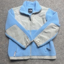 The North Face Aqua Blue Gray Soft Fleece Full Zip Jacket Girl Youth Medium