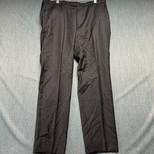 Hugo Boss Men's Dress Pants Size 36R Black Flat Front Luxury Business Trousers