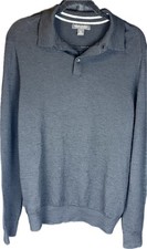 BANANA REPUBLIC Men  s Extra Fine Merino Wool Sweater Polo in Black - Size Large