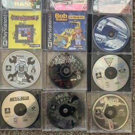x84 PS1 Video Game Lot! Untested - Some Complete - Metal Gear Army Men NBA Qbert