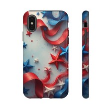 Patriotic Tough iPhone Case American Flag Stars Ribbons USA Americana Gift