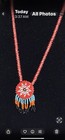 Native American Style Necklace 28” VTG Red Turquoise Seed Bead Star Medallion — photo 3