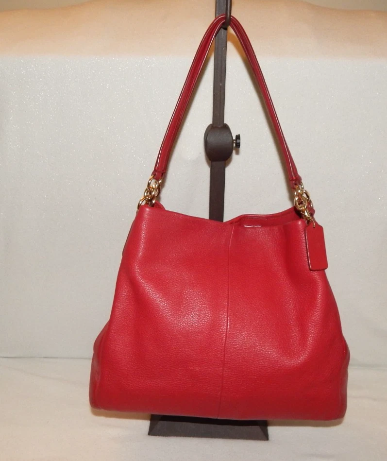 Rare Coach Handbag Purse F35723 Phoebe Lipstick Red Pebbled Leather Tote Bag GUC - Image 2 of 4