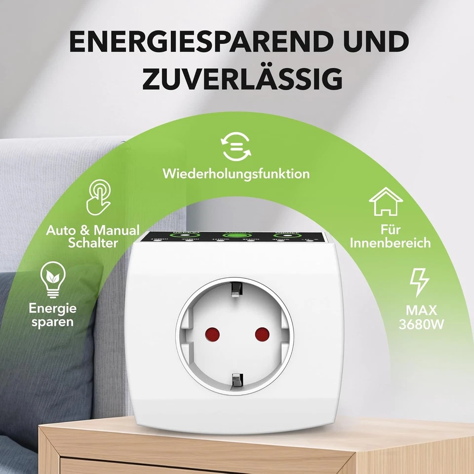 HBN Countdown Timer Steckdose Zeitschaltuhr mit Countdown in 6 Stufen, 16A/3680W - Bild 4 von 4