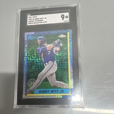 2025 Topps Chrome '90 Design Bobby Witt Jr T90C-56 Green Refractor /99 SGC 9