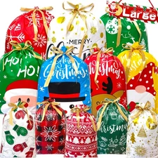 21PCS Christmas Gift Bags Assorted Sizes, Large Drawstring Gift Bags for Pres...