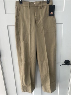 NWT! Women s Tan Dickies Work Twill Pants Wide Leg High Ride Size 27 Regular