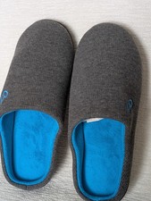 Men's Indoor Outdoor Memory Foam House Slippers Rubber Sole 13 14 Dark Gray/Blue