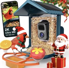 Solar-Powered Bird Feeder with Camera - 2K Resolution And Arrival Alerts