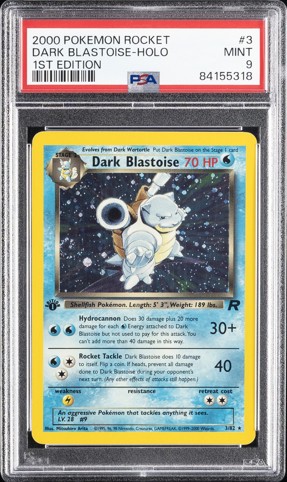 2000 POKEMON ROCKET 1ST EDITION #3 DARK BLASTOISE-HOLO PSA 9