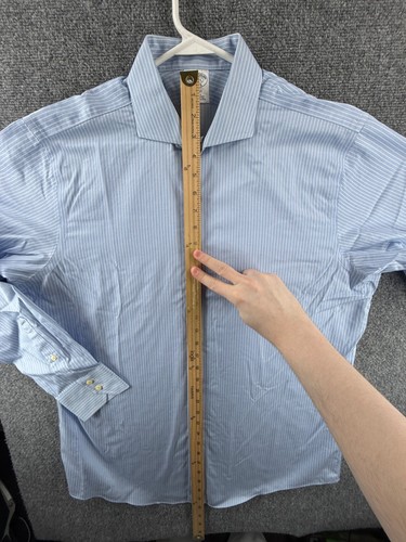 Brooks Brothers Supima Cotton 16.5 35 Non-Iron Striped Regent Blue Preppy Men - Picture 3 of 14