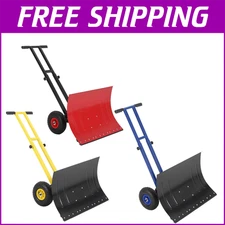 29"W Snow Shovel with Wheels, Heavy Duty Snow Pusher for Driveway & Snow Removal