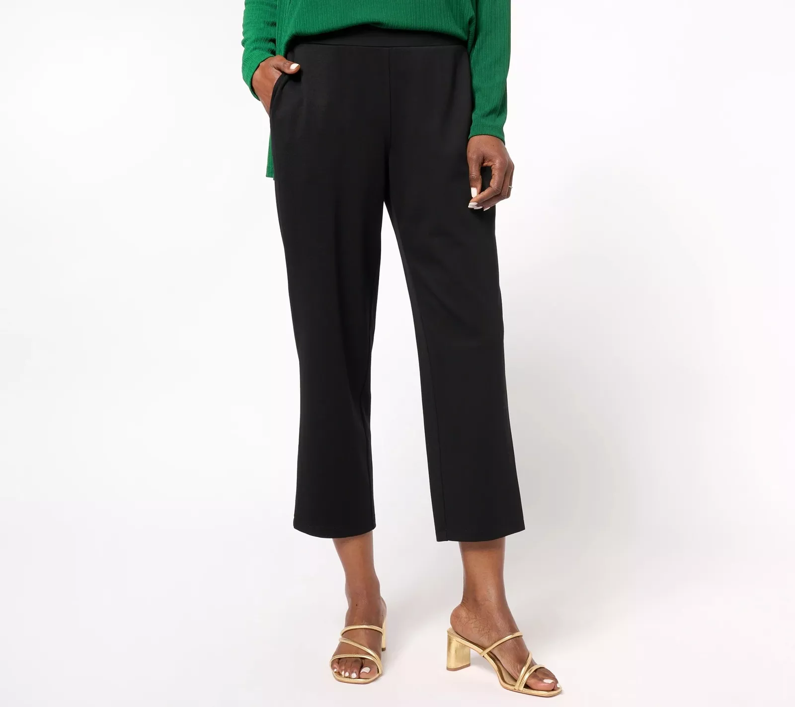 Pantalon en tricot Susan Graver Petite Essentials Supreme noir L neuf