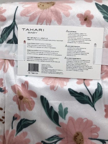 Tahari Baby Floral Flower Blanket Lovey Security Pink Sherpa Girls Plush NEW - Imagen 8 de 13