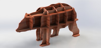 Bear Shelf Design for Cutting on CNC Router And Laser Vectors Files in DXF 060