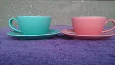 Lindt Stymeist COLORWAYS Green Blue Blue Salmon Cup Saucer Sets ( 2 )