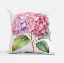 Pink Hydrangea Throw Pillow  Cottagecore Decor  14"x14" or 18"x18" Ships Free