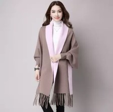 Poncho Women Shawl Cape Winter Wrap Warm Cloak Fashion Soft With Sleeves New