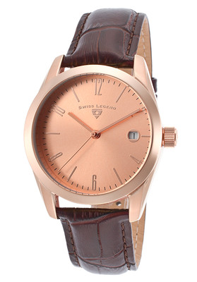 Swiss Legend Peninsula Brown Genuine Leather Rose Dial Watch 22038-RG-09-BRWS