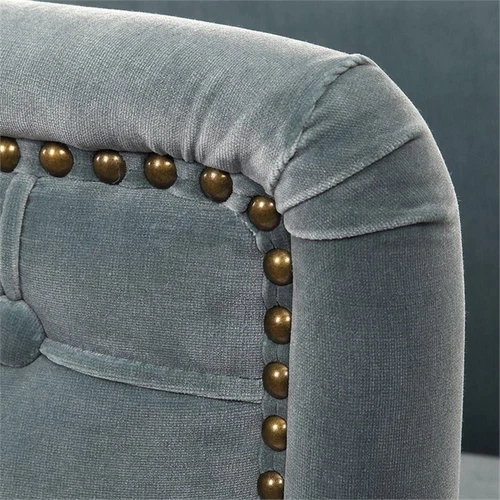 Uttermost Haider Wood Metal and Fabric Accent Chair in Slate Blue/Brushed Brass - Picture 6 of 10