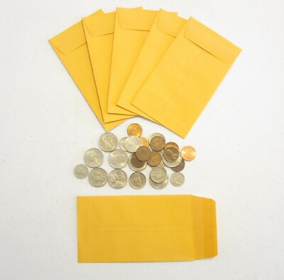 10 KRAFT COIN ENVELOPES SEED JEWELRY CHANGE ENVELOPE   #5 1/2 SIZE 3.125'' X 5.5''