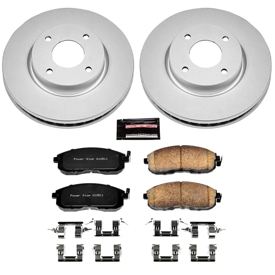 CRK5817 Powerstop conjunto de 2 rodas disco de freio e kits de pastilhas frontais para Nissan Cube - Imagem 3 de 3