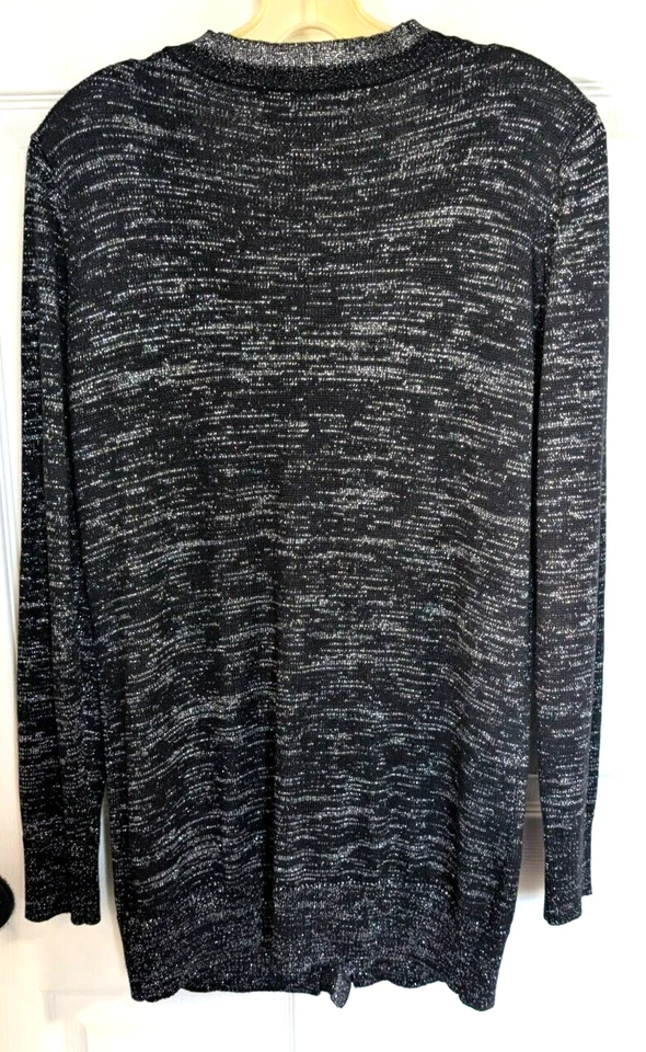 Cárdigan Suéter Victorias Secret Negro Plateado Metálico Volantes L Mezcla Cachemira Foto 2 de 4