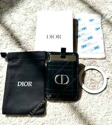 Dior Silver Rouge Balm Compact Mirror In Black Faux Leather Case W
