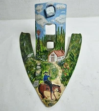 Hand Painted Garden Tool Folk Art Barn Country Horse Farm Scene  Metal Spade