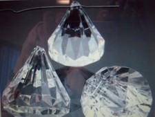 32mm ACRYLIC CRYSTAL DROP BEAD NEW FACETED PENDANT PRISMS LOT OF 3