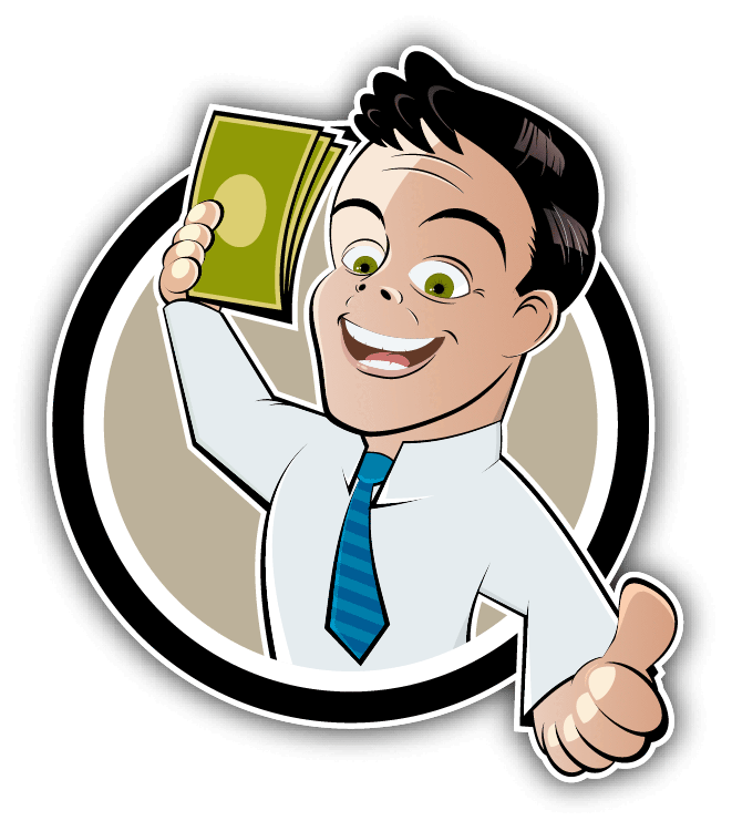 Man Saving Money Cartoon Car Bumper Sticker Decal