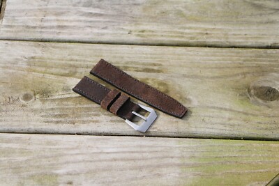 PAC Straps Horween Leather Watch Strap Handmade Chicago Brown Rough Out 24mm