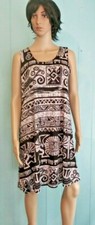 Wrinkle Free A Line Tank Dress Gray Tribal Travel Wear No Iron Jostar M L XL