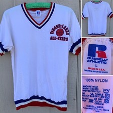 vintage Finger-Lakes All-Stars basketball jersey short sleeve v-neck size L