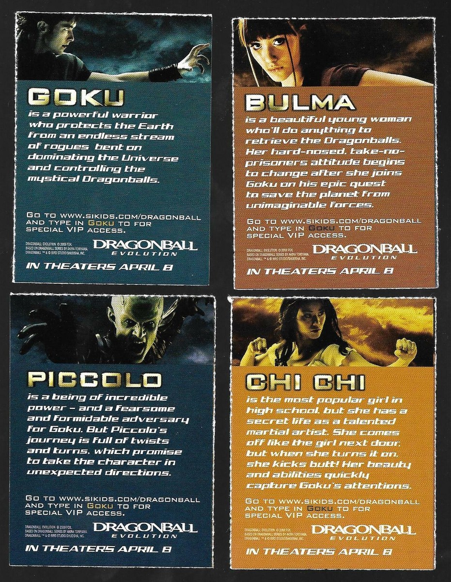 4) 2009 SI for Kids DRAGONBALL Evolution Promo Cards Movie Emmy