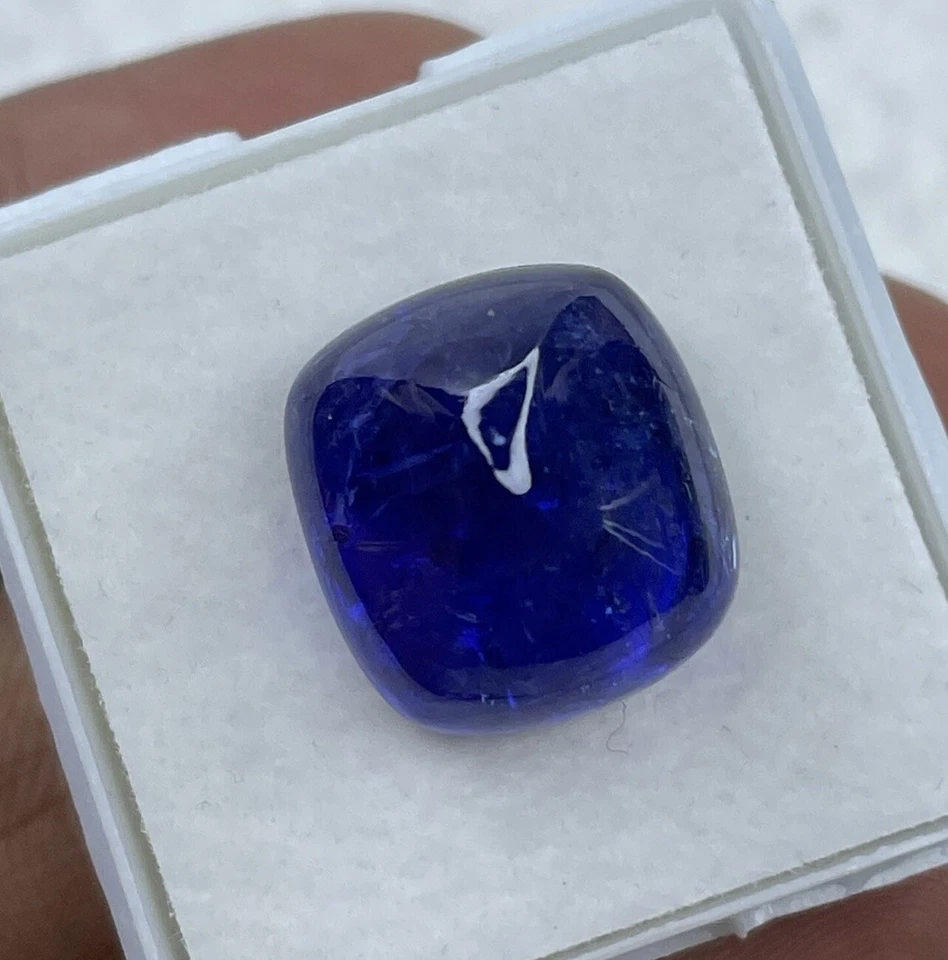 Tanzanita 16,2 quilates,, natural, calidad superior, pan de azúcar, cabujón 14 X 13 Foto 4 de 4