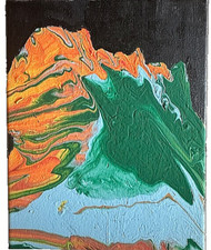 Abstract Acrylic Paint Pour on Canvas 8x10