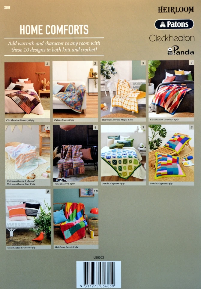 Home Comforts 10 Throws to Knit and Crochet in 8 ply Patons, Cleckheaton - Image 2 of 2