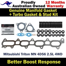 Genuine Manifold & Turbo Gasket & Stud Kit For Mitsubishi Triton MN 4D56 2.5L