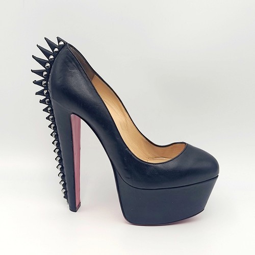 Christian Louboutin Heels Black Electropump Spiked Platform Pumps Size 37 |  eBay