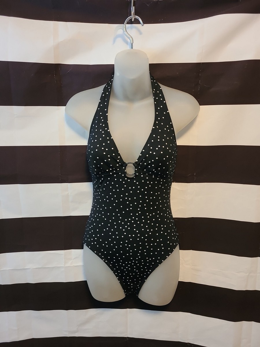 Speedo Black Polka Dot Swimsuit Womens 10 Semi Padded 1 Speedo Black Polka Dot Swimsuit Womens 10 Semi Padded 1