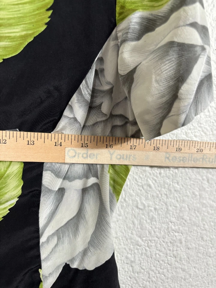 Top vintage Betsey Johnson para mujer pequeño de seda floral recortado manga corta Y2K Foto 4 de 4