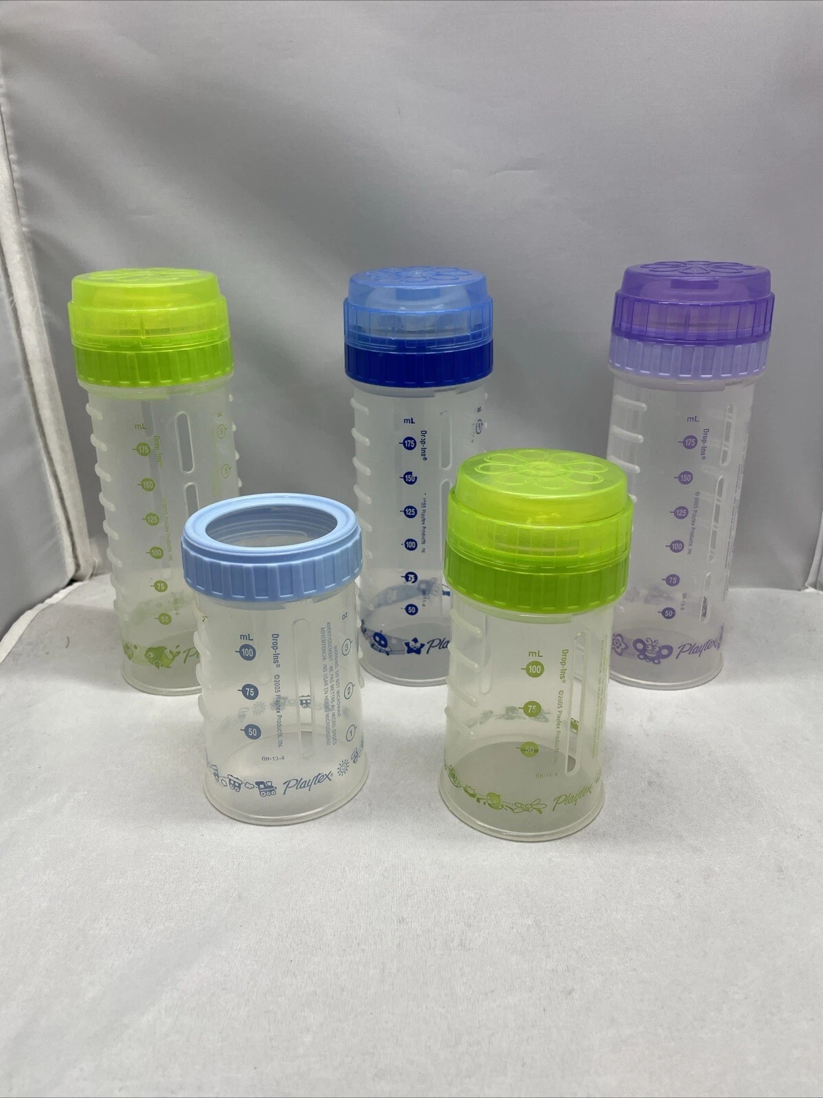 Playtex Nurser Lot of 5 Drop In Style Baby Bottles 8 oz & 4oz EUC