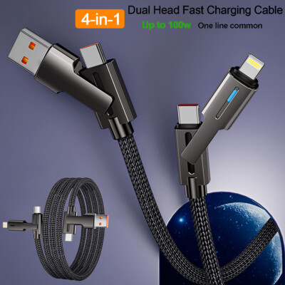 4in1 USB-C PD Cable Charger Cord for iPhone 17 16 15 14 13 X Samsung S26 S25 S24