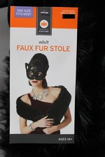 BLACK FAUX FUR STOLE Wrap Elegant Diva Ladies Masquerade Ball Costume Adult NEW