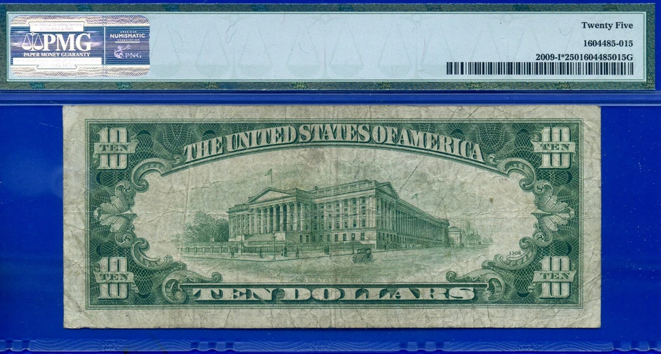 1934D $10 Federal Reserve note PMG VF25 Minneapolis star Fr 2009-I - Image 2 of 2