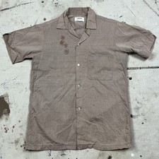 Vintage 60s Arrow Cupioni Rayon Loop Collar Button Up Shirt Men Small Rockabilly
